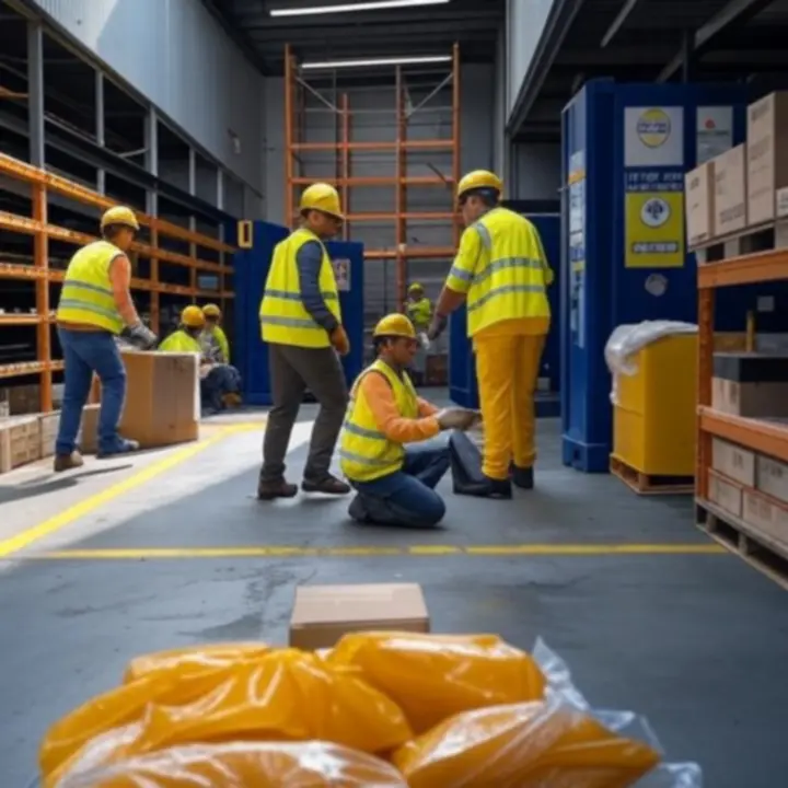 Werkplek in industri eble omgeving met veiligheidsproducten voor verschillende sectoren