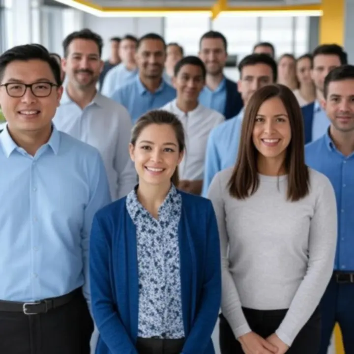 Team van Safeworkia-specialisten in een moderne industriële kantooromgeving